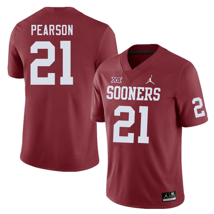Men #21 Reggie Pearson Oklahoma Sooners College Football Jerseys Stitched-Crimson - Click Image to Close